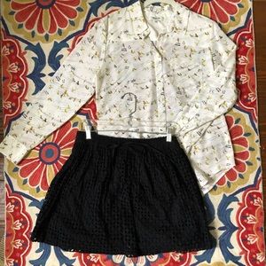 Madewell Skater Skirt - Black Bayfront Eyelet